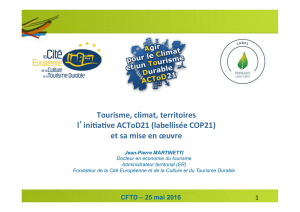 Tourisme, climat, territoires l`ini0a0ve ACToD21 (labellisée COP21