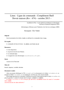 Linux - Ligne de commande : Complément Shell Devoir maison (Rev