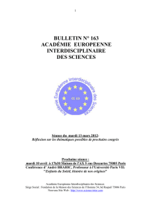 Bulletin n° 163 - Académie Européenne Interdisciplinaire des