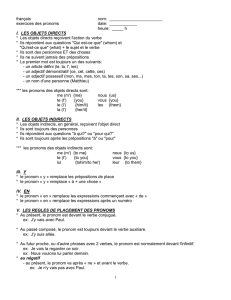 français nom: exercices des pronoms date