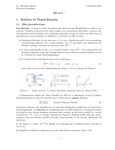 TD no1 : 1 Relation de Planck-Einstein