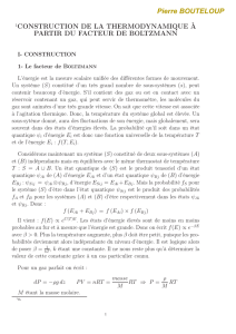 Facteur de Boltzmann donne S, F, G