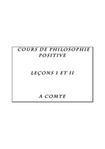 COURS DE PHILOSOPHIE POSITIVE LEçONS I ET