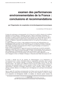 examen des performances environnementales de la France