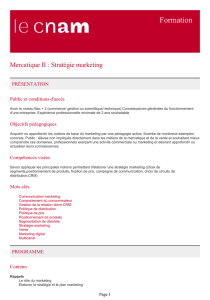 Cnam - Formation - Mercatique II : Stratégie marketing