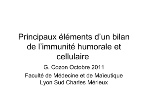 Dr Cozon Principaux Elements Bilan Immunite humorale