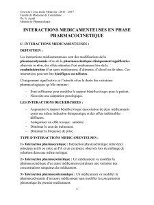 INTERACTIONS MEDICAMENTEUSES EN PHASE