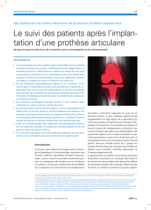 Le suivi des patients après l`implan tation d`une prothèse