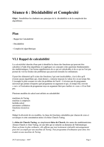 Séance 6 : Décidabilité et Complexité