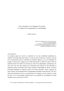 Trois remarques sur le langage et la morale, ou l`apport de la