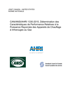 CAN/ANSI/AHRI 1330-2015, Détermination des Caractéristiques de