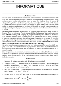 informatique - Concours Centrale