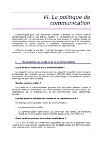 VI. La politique de communication