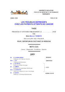 Les troubles dépressifs chez les patients atteints de cancer