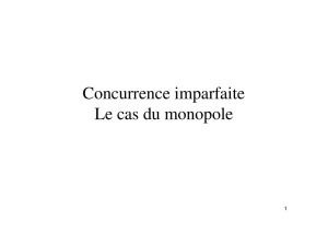 Concurrence imparfaite Le cas du monopole