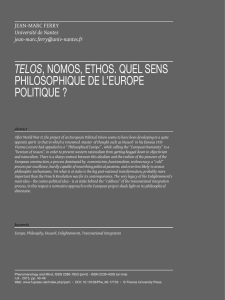 telos, nomos, ethos. quel sens philosophique de l`europe politique
