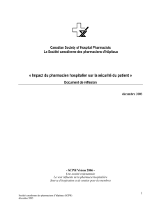 « Impact du pharmacien hospitalier sur la sécurité du patient »