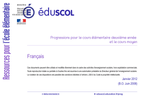 Progression français cycle 3 - Ministère de l`éducation nationale