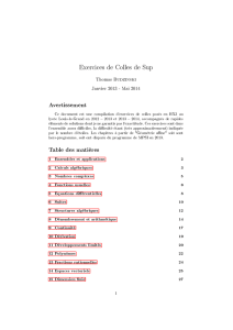 Exercices de Colles de Sup