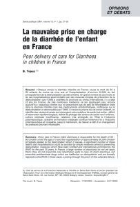 La mauvaise prise en charge de la diarrhée de l`enfant en France