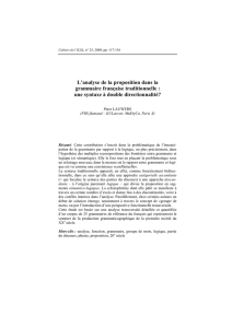 L`analyse de la proposition dans la grammaire française traditionnelle