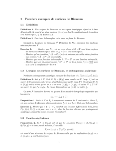 1 Premiers exemples de surfaces de Riemann - IMJ-PRG