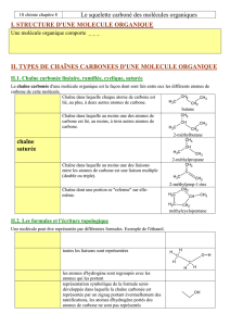 Le squelette carboné des molécules organiques I. STRUCTURE D