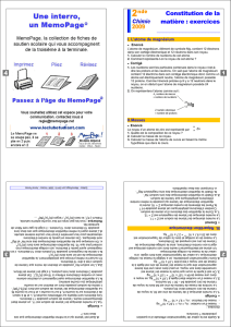 Constitution de la matière : exercices