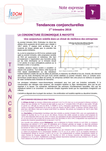 Tendances conjoncturelles 1er trimestre 2016 - Mayotte