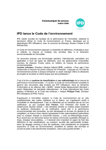 IPD lance le Code de l`environnement