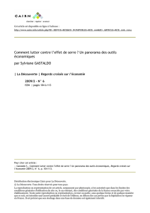 Gastaldo S., Comment lutter contre l`effet de serre ? Un panorama