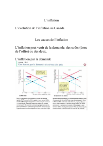 L`inflation L`évolution de l`inflation au Canada Les causes de l