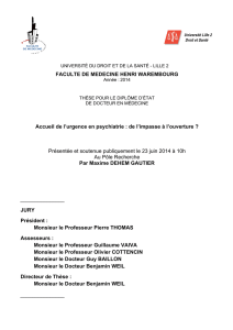 I. La psychiatrie d`urgence A. - Service Central d`Authentification