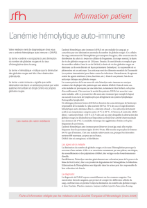 L`anémie hémolytique auto-immune - Sociéte Française d`hématologie