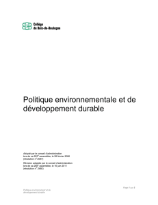 Politique environnementale et de développement durable