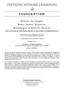 Bulletin de souscription. Mélanges Olivier Soutet