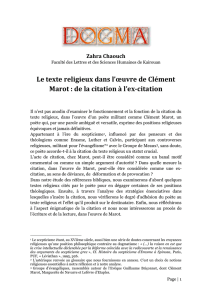 Le texte religieux dans l`œuvre de Clément Marot