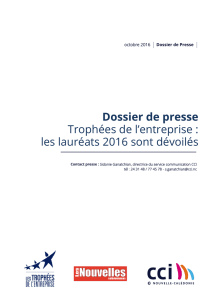 Dossier de presse Trophées de l`entreprise : les lauréats 2016 sont