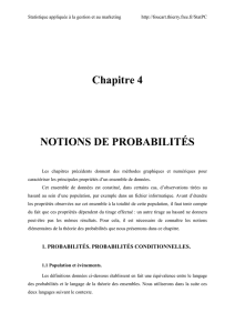 Chapitre 4 NOTIONS DE PROBABILITÉS