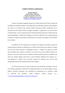 Conflits d`intérêt et publications