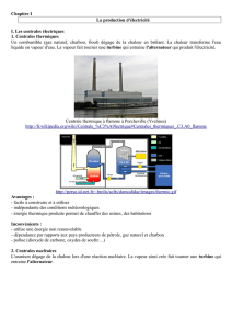 Chapitre I La production d`électricité I. Les centrales