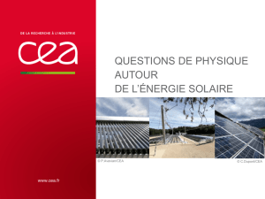 Questions de physique autour de l`énergie solaire