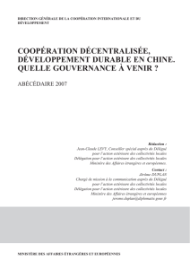 coopération décentralisée, développement durable en chine. quelle