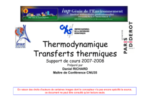 Thermodynamique Transferts thermiques