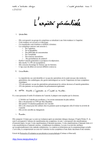 Outils d`évaluation clinique L`anxiété généralisée. Cours 3. 23/03/03