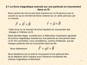 8.1 La force magnétique exercée sur une particule en mouvement