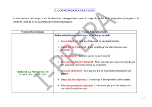 LA CONCORDANCE DES TEMPS La concordance des temps, c`est