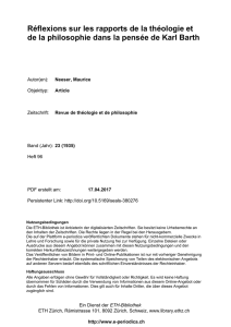 Réflexions sur les rapports de la théologie et de la philosophie dans