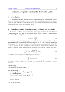 Calcul d`intégrales : méthode de Monte-Carlo