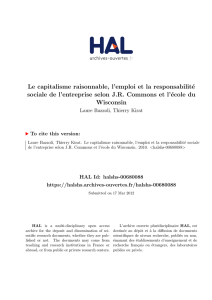 Le capitalisme raisonnable, l`emploi et la responsabilit&eacute; - Hal-SHS